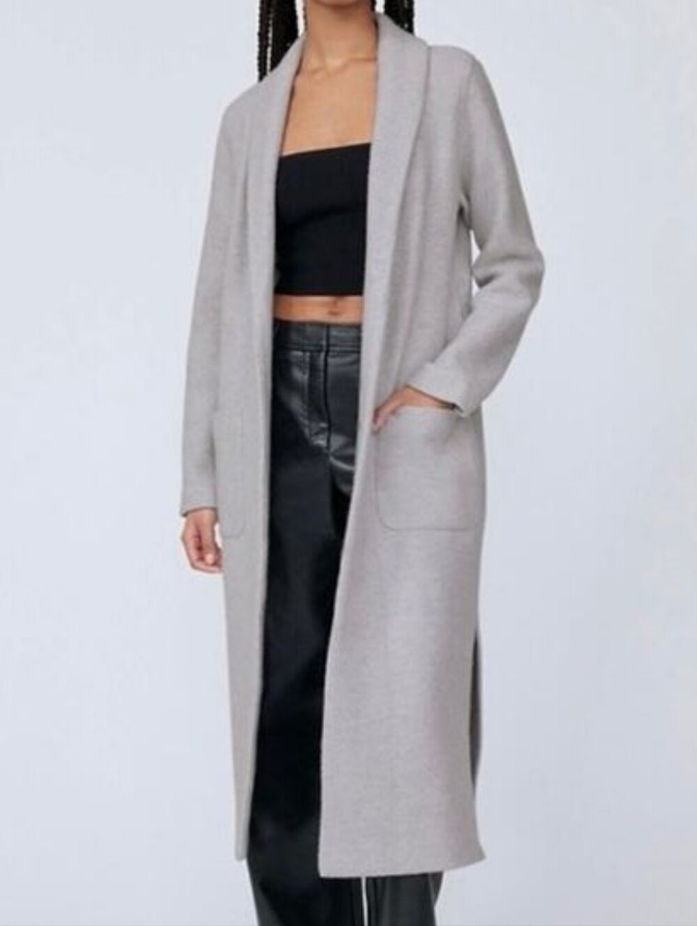 ARITZIA BABATON Womens Luxe Lounge Coat Jacket XS Heather Gray 100% Wool Long